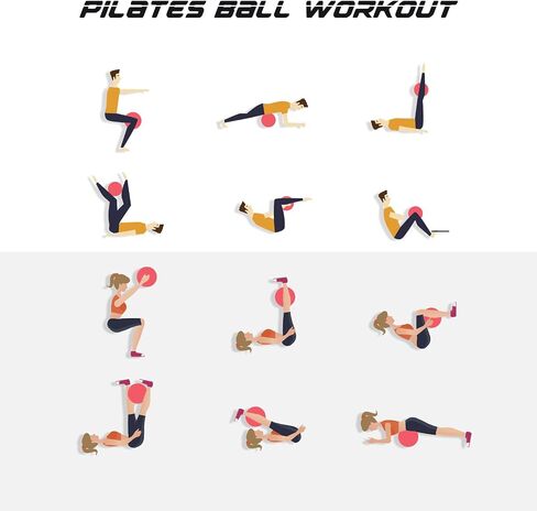 Cikyner Soft Pilates Ball, Small Exercise Ball 23-25cm Mini Gym Ball with Inflatable Straw, Suitable for Pilates, Yoga, Full body Training, Physical Therapy and Balance improving at Home, Gym & Office in Saudi Arabia
