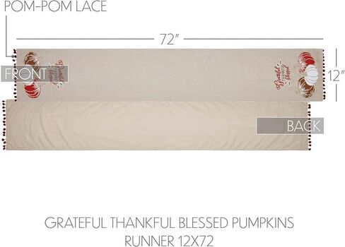 VHC Brands Harvest Blessings Natural Stencil Pumpkin Table Runner 12x36 Braided Cotton, Kitchen Dining Table Holiday Decoration, Decor for Fall and Thanksgiving in Kuwait