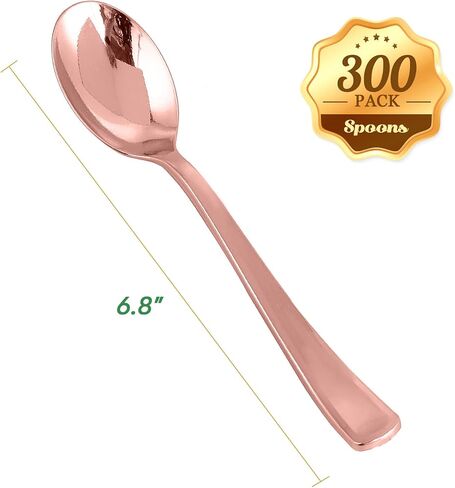 FOCUSLINE 300 Pack 6.8" Disposable Silver Plastic Spoons, Solid and Durable Plastic Cutlery Spoons, Heavy Duty Disposable Utensil Silverware for Catering, Parties, Dinners, Weddings in Kuwait