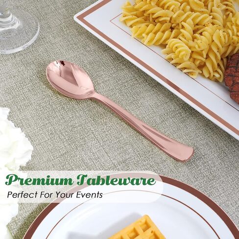 FOCUSLINE 300 Pack 6.8" Disposable Silver Plastic Spoons, Solid and Durable Plastic Cutlery Spoons, Heavy Duty Disposable Utensil Silverware for Catering, Parties, Dinners, Weddings in Kuwait