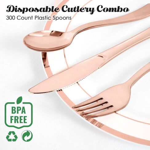 FOCUSLINE 300 Pack 6.8" Disposable Silver Plastic Spoons, Solid and Durable Plastic Cutlery Spoons, Heavy Duty Disposable Utensil Silverware for Catering, Parties, Dinners, Weddings in Kuwait