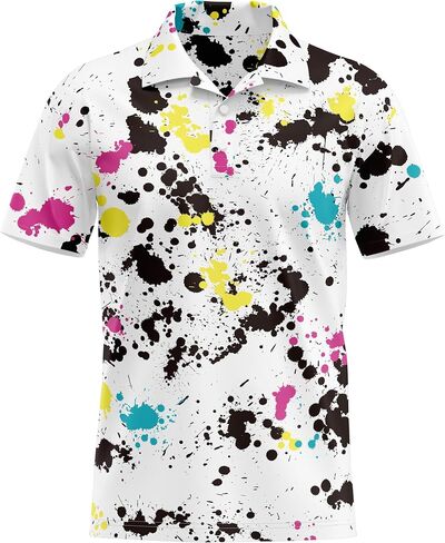 Golf Shirts for Men Printed Performance Moisture Wicking Short Sleeve Dry Fit Polo Shirts in Saudi Arabia