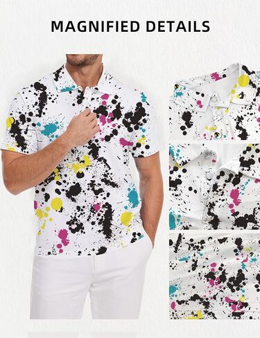 Golf Shirts for Men Printed Performance Moisture Wicking Short Sleeve Dry Fit Polo Shirts in Saudi Arabia