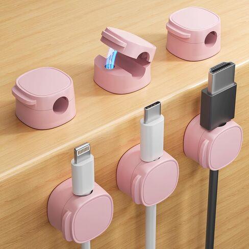 Magnetic Cord Organizer, Cable Clips[Cable Smooth Adjustable] Cord Holder for Nightstand, Cable Organizer, Cord Organizer for Desk,Home,Office, Car to Organize Phone USB Charger Cable (Pink) in Saudi Arabia