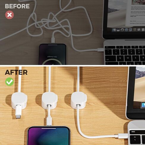 Magnetic Cord Organizer, Cable Clips[Cable Smooth Adjustable] Cord Holder for Nightstand, Cable Organizer, Cord Organizer for Desk,Home,Office, Car to Organize Phone USB Charger Cable (Pink) in Saudi Arabia