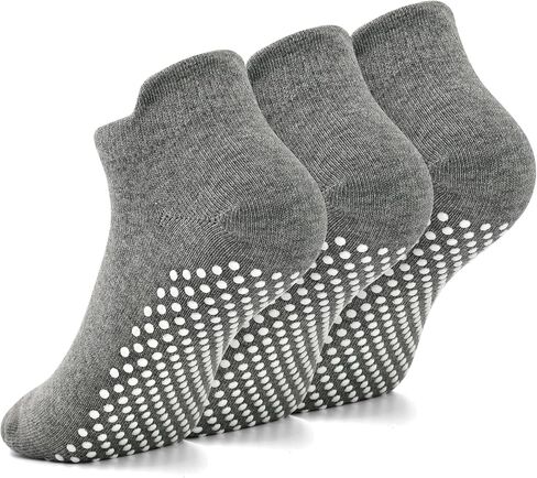 Yoga Socks with Grips for Women Non Slip Pilates Socks Anti Skid Grippy Ankle Athletic Socks 3 Pairs in Kuwait