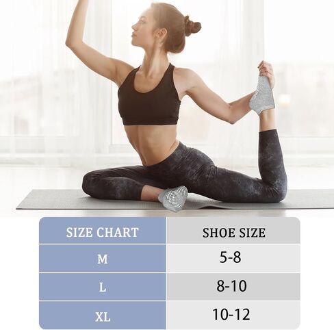 Yoga Socks with Grips for Women Non Slip Pilates Socks Anti Skid Grippy Ankle Athletic Socks 3 Pairs in Kuwait