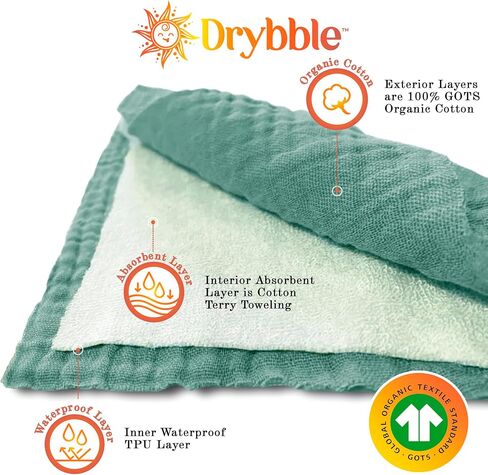 Bandana Bibs 3 Waterproof Lining Organic Cotton Drool Bibs – Absorbent Bibs for Adults and Children, Adjustable Snaps in Saudi Arabia