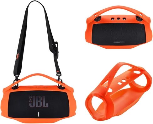 Silicone Cover Case Compatible with JBL Xtreme 4 Portable Bluetooth Speaker, Waterproof Soft Skin Silicone Protective Case for JBL Xtreme 4 Bluetooth Speaker Accessories (Orange) in Saudi Arabia