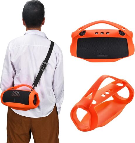 Silicone Cover Case Compatible with JBL Xtreme 4 Portable Bluetooth Speaker, Waterproof Soft Skin Silicone Protective Case for JBL Xtreme 4 Bluetooth Speaker Accessories (Orange) in Saudi Arabia