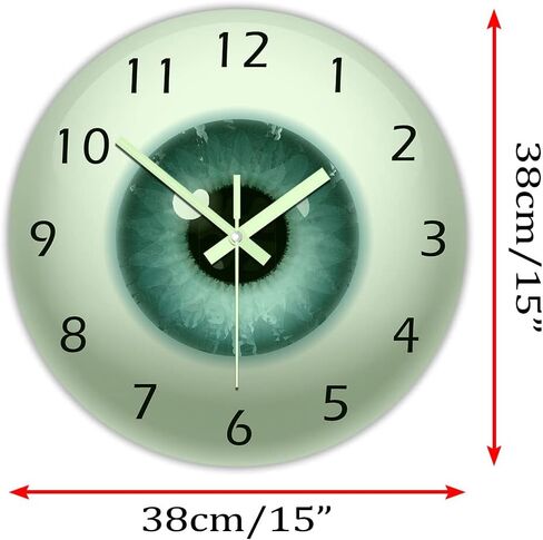 The Geeky Days 12'' Eyeball Wall Clock, Eyes Clock Glow in The Dark Pupil Core Sight View Ophthalmology Luminous Silent Quartz Wall Clock, Battery Operated All Seeing Clock Watch for Ophthalmology in Saudi Arabia