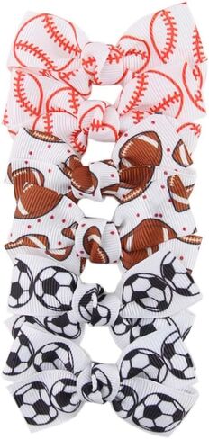 6Pcs Football Hair Bow Clip Baby Girls Sport Soccer Bow Hair Clip Infant Toddler Bowknot Hair Bow, Soccer Gifts for Girls Soccer Team ZFJ47 (Football Set) in Saudi Arabia
