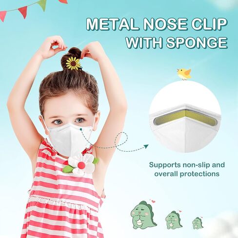 Kids Adjustable KN95 Masks, 5-Layer Disposable Respirator Masks with Adjustable Ear Loops, Individually Wrapped in Saudi Arabia