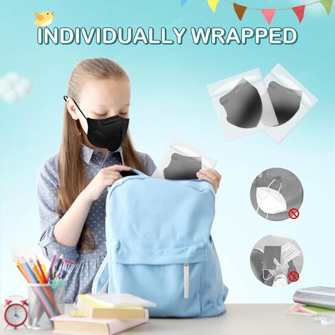Kids Adjustable KN95 Masks, 5-Layer Disposable Respirator Masks with Adjustable Ear Loops, Individually Wrapped in Saudi Arabia