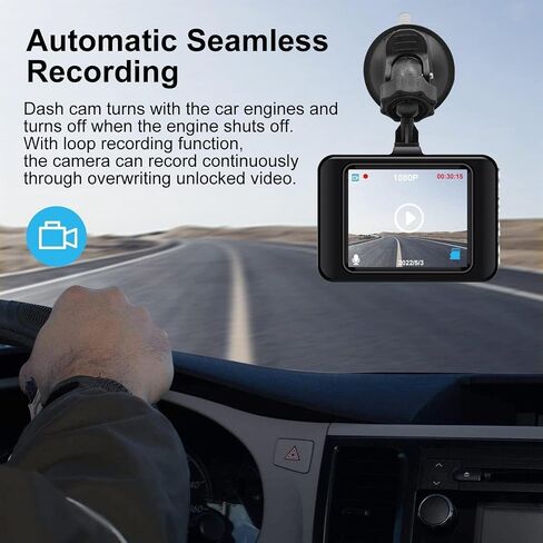 Dash Camera for Cars, Dash Cam 1080P Full HD Dual,32GB SD Card, Dashcam 170 Wide Angle 2.4"" LCD Display,Super Night Vision,G-Sensor, Parking Monitor,WDR,Loop Recording,Card Reader in Saudi Arabia