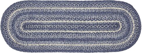 VHC Brands Great Falls, Braided Jute Table Runner, Oval, Blue, 8x25 in Saudi Arabia