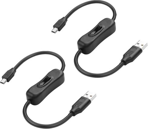 CERRXIAN USB-A to Mini USB Cable with On Off Switch Type A Male to Mini B Cable Data Charging Switch Cord for PC, Laptop, Car Dash Cam, Digital Camera (0.3m-2Pack (Straight Angle)) in Saudi Arabia