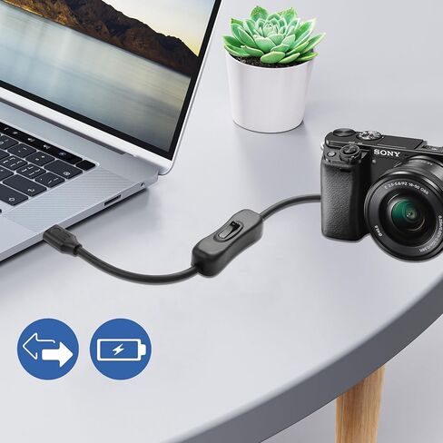 CERRXIAN USB-A to Mini USB Cable with On Off Switch Type A Male to Mini B Cable Data Charging Switch Cord for PC, Laptop, Car Dash Cam, Digital Camera (0.3m-2Pack (Straight Angle)) in Saudi Arabia