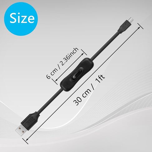 CERRXIAN USB-A to Mini USB Cable with On Off Switch Type A Male to Mini B Cable Data Charging Switch Cord for PC, Laptop, Car Dash Cam, Digital Camera (0.3m-2Pack (Straight Angle)) in Saudi Arabia