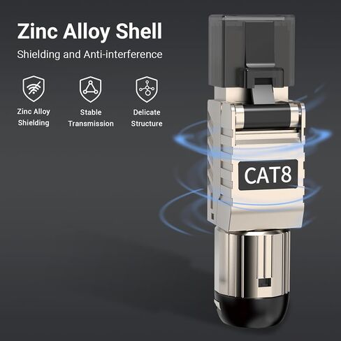 موصلات RJ45 أداة مجانية Cat 8، Cat8 قابس إنهاء المجال المحمي RJ45 مقابس معيارية لـ 2000 ميجا هرتز 2 جيجا هرتز 40 جيجا كابل LAN صلب محمي مزدوج 22AWG-24AWG، عبوتان in Kuwait