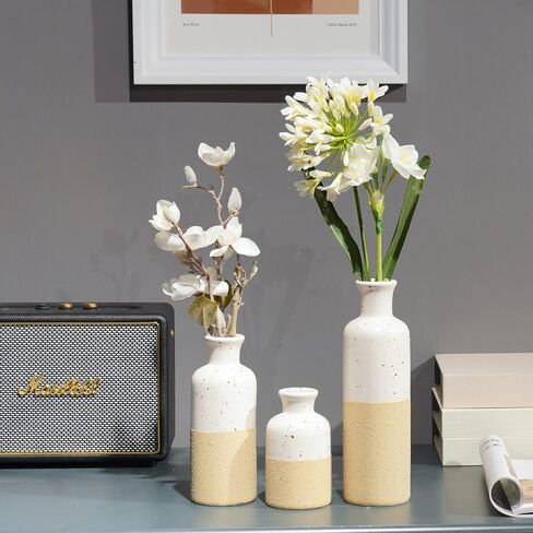 Ceramic Vase Set Home Decor - Set of 3 Small Vases, Modern Vase, Rustic Farmhouse Vase for Home Decor, Table Centerpieces for Dining Room, Tall Boho Decorative Vases for Pampas Grass in Saudi Arabia