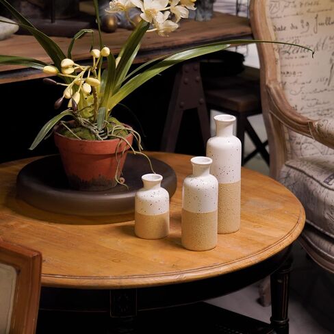 Ceramic Vase Set Home Decor - Set of 3 Small Vases, Modern Vase, Rustic Farmhouse Vase for Home Decor, Table Centerpieces for Dining Room, Tall Boho Decorative Vases for Pampas Grass in Saudi Arabia