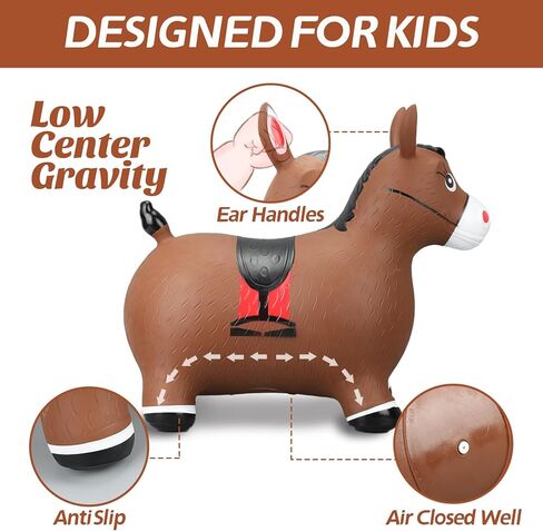 SKUROKU نفخ القفز ركوب الخيل، ألعاب الحيوانات كذاب المطاط للأطفال / الأطفال الصغار، ركوب داخلي في الهواء الطلق على قادوس، وشملت مضخة in Kuwait
