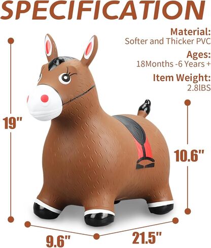 SKUROKU نفخ القفز ركوب الخيل، ألعاب الحيوانات كذاب المطاط للأطفال / الأطفال الصغار، ركوب داخلي في الهواء الطلق على قادوس، وشملت مضخة in Kuwait