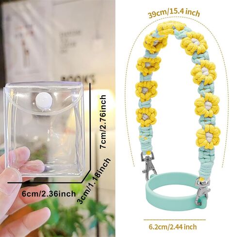 Water Bottle Handle Woven Flower Sling Holder Lanyard Compatible with Stanley Cup Waterbottle Sling Handmade in Kuwait