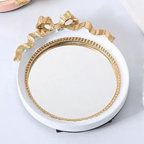 1Pc European Style Single Side Mirror Round Make Up Mirror Handheld Portable Handle Mirror Dressing Mirror Decorative Outdoor Decor Women Make Up Tool Resin Cute Travel Wall Mirror in Kuwait