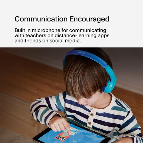 Belkin SoundForm Mini Kids Wireless Headphones w/Built-in Microphone, 30H of Playback Time, Fun Stickers, & Case - Over-Ear Headsets for Online Learning, School, iPhone, iPad, Galaxy, & More - Blue in Saudi Arabia