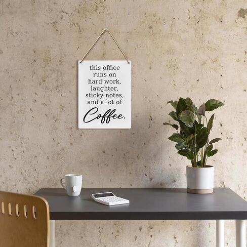 Office Wall Decor, Office Well Decor for Work, This Office Runs On Hard Work Wood Hanging Sign, Motivational Wall Decor, Office Inspirational Wooden Slogan Hanging Sign 8x10 Inch in Kuwait