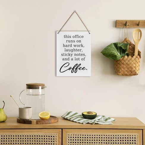 Office Wall Decor, Office Well Decor for Work, This Office Runs On Hard Work Wood Hanging Sign, Motivational Wall Decor, Office Inspirational Wooden Slogan Hanging Sign 8x10 Inch in Kuwait