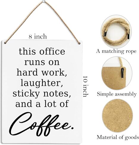 Office Wall Decor, Office Well Decor for Work, This Office Runs On Hard Work Wood Hanging Sign, Motivational Wall Decor, Office Inspirational Wooden Slogan Hanging Sign 8x10 Inch in Kuwait