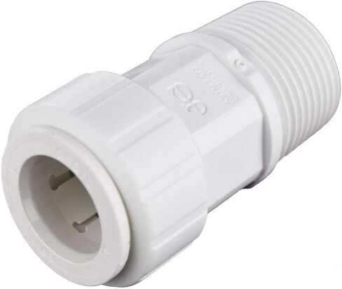 John Guest Speedfit 1/2 بوصة CTS x 1/2 بوصة NPT موصل ذكر قابل للدفع، ادفع لتوصيل تركيبات السباكة البلاستيكية، أبيض، PSEI012024P in Kuwait