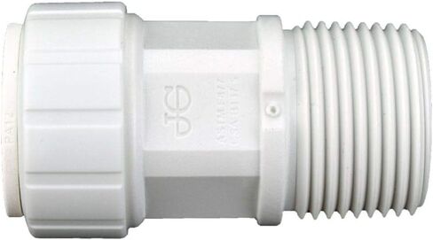 John Guest Speedfit 1/2 بوصة CTS x 1/2 بوصة NPT موصل ذكر قابل للدفع، ادفع لتوصيل تركيبات السباكة البلاستيكية، أبيض، PSEI012024P in Kuwait
