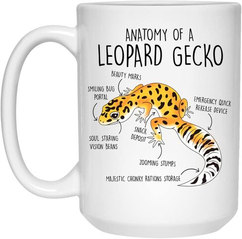 Leopard Gecko Coffee Mug, Cute Reptile Gift, Gecko Lover, Funny Lizard Cup, Gift For Him, Her, Birthday, Anatomy, Mom Dad, Herpetologist 11oz in Kuwait