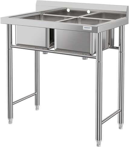 Freestanding Commercial Kitchen Sink Stainless Steel 3 Compartments Prep & Utility Sink with Legs for Restaurant, Kitchen, Laundry Room, Garage, Bar in Kuwait