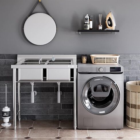 Freestanding Commercial Kitchen Sink Stainless Steel 3 Compartments Prep & Utility Sink with Legs for Restaurant, Kitchen, Laundry Room, Garage, Bar in Kuwait