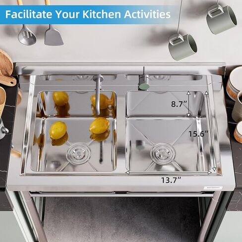 Freestanding Commercial Kitchen Sink Stainless Steel 3 Compartments Prep & Utility Sink with Legs for Restaurant, Kitchen, Laundry Room, Garage, Bar in Kuwait