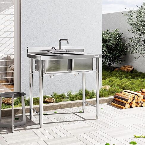 Freestanding Commercial Kitchen Sink Stainless Steel 3 Compartments Prep & Utility Sink with Legs for Restaurant, Kitchen, Laundry Room, Garage, Bar in Kuwait