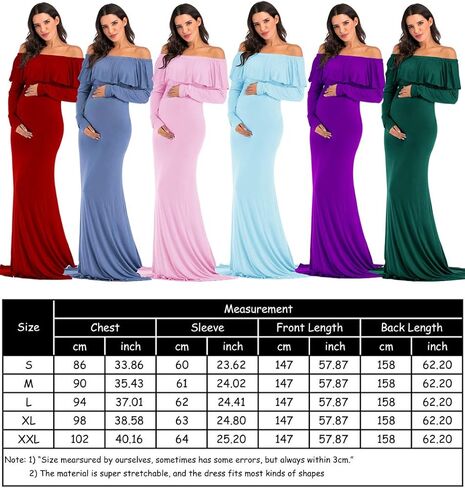 فستان ZIUMUDY للحمل مناسب للحمل بدون أكتاف وأكمام طويلة منتفخة للتصوير الفوتوغرافي in Kuwait