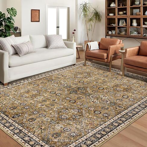 Living Room Rug 8x10 Washable Rug Living Room Rug Moroccan Trellis Accent Rug Vintage Floral Distressed Rug Ultra-Soft Indoor Carpet Non Slip Foldable Thin Rug for Bedroom Nursery Dark Grey in Saudi Arabia