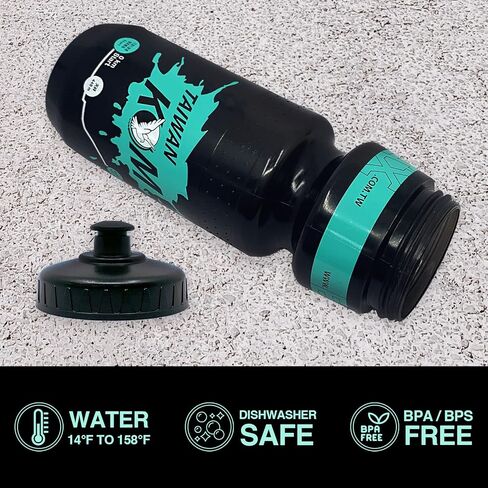 PAX 24oz Sports Black Water Bottle, Squeeze To Squirt Water Bottle, Biking Cycling Bottles Fit In Bike Cages, BPA Free, Great for Adults & Youngsters in Kuwait