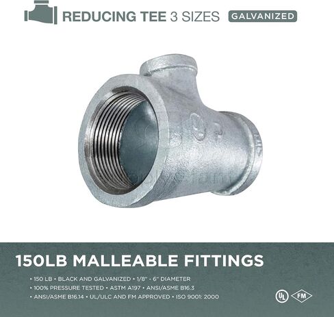 HNSU1223 1-1 / 2 "بنسبة 1-1 / 4" بواسطة 1-1 / 2 "حديد مجلفن قابل للطرق ثلاثي الاتجاه لتقليل نقطة الإنطلاق مع وصلات مترابطة أنثى in Kuwait