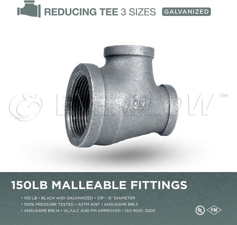 HNSU1223 1-1 / 2 "بنسبة 1-1 / 4" بواسطة 1-1 / 2 "حديد مجلفن قابل للطرق ثلاثي الاتجاه لتقليل نقطة الإنطلاق مع وصلات مترابطة أنثى in Kuwait