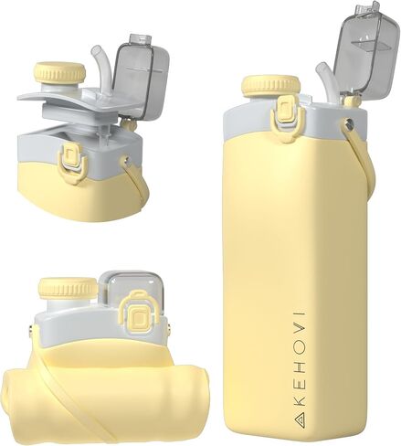 Collapsible Water Bottles, Leakproof Straw Clamping Lid. Reusable Foldable Portable Sports Water Bottle for Gym Camping Hiking Travel Must Have, BPA Free (pink) in Saudi Arabia