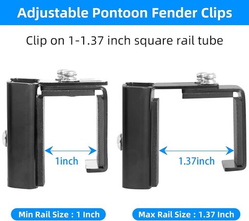 Boat Fender Clips, Metal Boat Bumper Clips for Pontoon Docking, Adjustable Pontoon Boat Square Rail Fender Hangers, Pontoon Fender Clips for Pontoon Bumpers Docking, Stainless Steel, 4-Pack in Kuwait