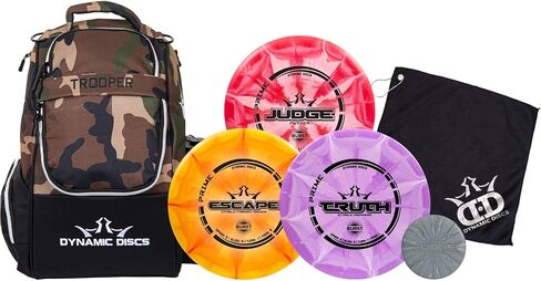 Dynamic Discs Trooper Backpack Prime Burst Disc Golf Starter Set | Dynamic Discs Trooper Disc Golf Bag Included | Prime Burst Judge, Prime Burst Truth, and Prime Burst Escape Included in Kuwait