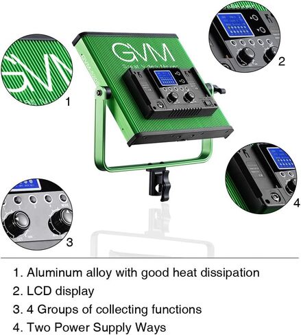 GVM 520S مصباح فيديو LED، لوحة إضاءة LED ثنائية اللون 3200K-5600K قابلة للتعتيم مع شاشة رقمية لبث التصوير الفوتوغرافي في الاستوديو وتسجيل فيديو فيلم فيديو يوتيوب، CRI97+ TLCI97+ 22000lux in Kuwait